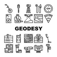 conjunto de ícones de coleção de equipamentos de geodésia ilustração vetorial vetor