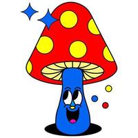 ilustração vetorial de personagem cogumelo vermelho e azul, muito fofo e fofo vetor