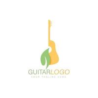 guitarra simples e design de logotipo de folha ilustração ícone símbolo gráfico vetor