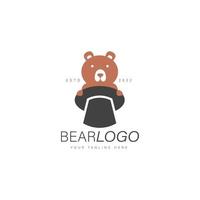 urso com ícone de ilustração de design de logotipo de chapéu mágico vetor