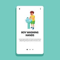 menino lavando as mãos no vetor de procedimento de higiene da pia