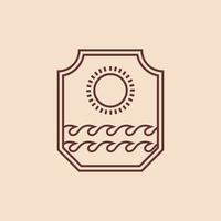 linha arte oceano onda distintivo logotipo vetor símbolo ilustração design