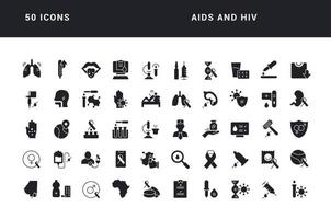 conjunto de ícones simples de aids e hiv vetor