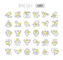 ícones de linha vetorial do dia do pássaro vetor