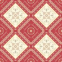 padrão étnico vermelho com pixel e quadrado geométrico sem costura para padrão de tecido vetor