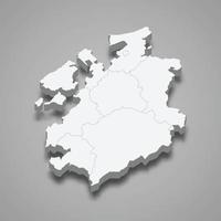 3d mapa isométrico de friburgo é um cantão da suíça vetor