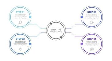 design infográfico criativo com 4 ícones e opções para etapas do processo de negócios vetor