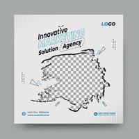 design de modelo de vetor de postagem de mídia social de agência de soluções de negócios de marketing inovador