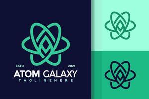 carta um modelo de vetor de design de logotipo de galáxia de átomo