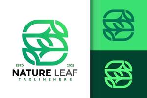 modelo de vetor de design de logotipo de folha de natureza letra s