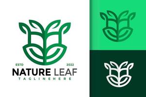 modelo de vetor de design de logotipo de planta de folha de natureza