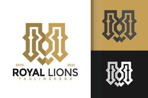 modelo de vetor de design de logotipo criativo de leão real