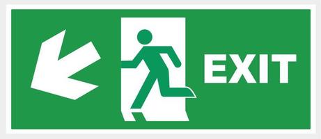 seta de saída de emergência. fundo verde. ilustração quadrada vetor
