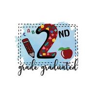 Graduado no 2º ano, design de sublimação de formatura, perfeito em camisetas, canecas, sinais, cartões e muito mais vetor