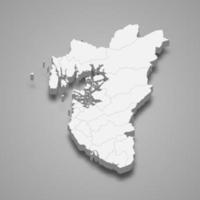 o mapa 3d isométrico de rogaland é um condado da noruega vetor
