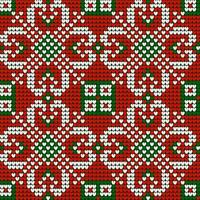 padrão de tricô da vovó em cores vermelho-verde-branco para camisola feia de natal vetor