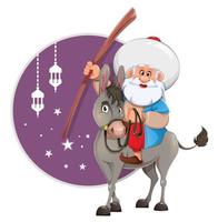 Ramadan Karim. nasreddin hodja sentado no burro vetor