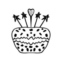 bolo de aniversário isolado vector com decoração creme. sobremesa para menu, cartão postal ou feriado