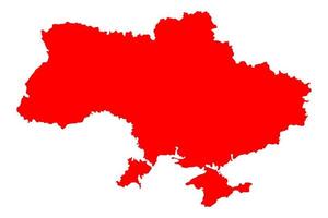 Ucrânia. silhueta vermelha do mapa do país da Ucrânia isolado em um fundo branco. vetor