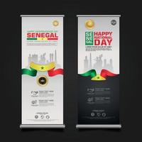 definir promoções de banner roll up modelo de plano de fundo do dia da república feliz do senegal vetor