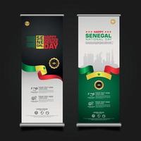 definir promoções de banner roll up modelo de plano de fundo do dia da república feliz do senegal vetor