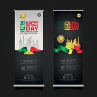 definir promoções de banner roll up modelo de plano de fundo do dia da república feliz do senegal vetor