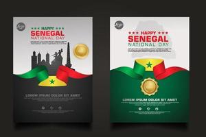 definir o modelo de plano de fundo do dia da república feliz senegal promoções de cartaz. vetor