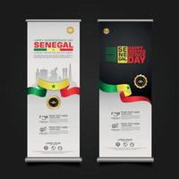 definir promoções de banner roll up modelo de plano de fundo do dia da república feliz do senegal vetor