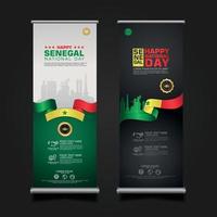 definir promoções de banner roll up modelo de plano de fundo do dia da república feliz do senegal vetor