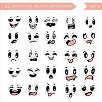 coleção de emoticons, ilustração de coleção de sentimentos de expressão facial e vetor