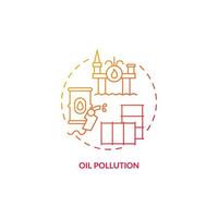 ícone de conceito gradiente vermelho poluição de óleo. efeitos ecológicos persistentes idéia abstrata ilustração de linha fina. óleo oceânico e derramamentos de petróleo. desenho de contorno isolado. vetor