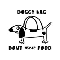 Bolsa de cachorro. não desperdice a ilustração vetorial de comida. vetor