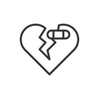 ícone de amor de coração partido ou ilustração vetorial de logotipo vetor