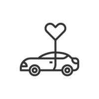 ícone de amor de carro de coração ou ilustração vetorial de logotipo vetor