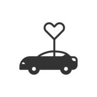 ícone de amor de carro ou ilustração vetorial de logotipo vetor