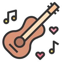 ícone de amor de guitarra de coração ou ilustração vetorial de logotipo vetor