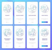 evitar a poluição da água gradiente azul onboarding conjunto de tela do aplicativo móvel. passo a passo 4 passos páginas de instruções gráficas com conceitos lineares. ui, ux, modelo de gui. vetor