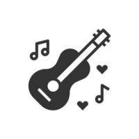 ícone de amor de guitarra de coração ou ilustração vetorial de logotipo vetor