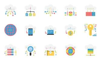 ícones de serviços de tecnologia de dados em nuvem design simples conjunto para uso em infográficos de logotipo de relatório de gráficos da web. coleção de vetores de símbolo de contorno de melhor qualidade