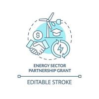 parceria do setor de energia concede ícone de conceito turquesa. ilustração de linha fina de idéia abstrata de treinamento de tecnologia federal. desenho de contorno isolado. traço editável. vetor