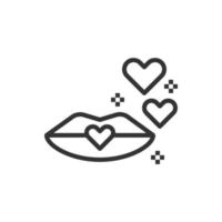 ícone de amor de beijo de coração ou ilustração vetorial de logotipo vetor