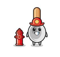 personagem mascote de colher de cozinha como bombeiro vetor