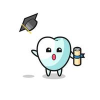 ilustração de desenho de dente jogando o chapéu na formatura vetor