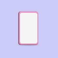 3d tela em branco ícone do smartphone ilustração vetorial cor rosa e fundo roxo vetor