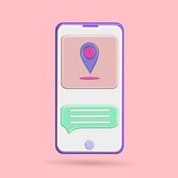 3D compartilhe o vetor de ícone do smartphone da bolha do bate-papo com várias cores e fundo rosa para o seu post de mídia social ou negócio de promoção de vendas