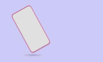 3d smartphone rosa em branco simula a ilustração vetorial de desenho animado melhor para o conteúdo da sua propriedade vetor