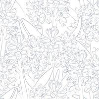 padrão vetorial sem costura com flores de jacinto pastel desenhadas à mão vetor