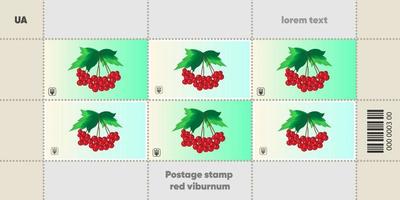 selo postal vermelho viburnum ucrânia. projeto para sua marca. ilustração vetorial. vetor