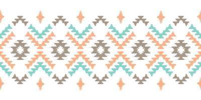 ikat bordas artesanais linda arte pastel. navajo chevron sem costura padrão em bordados tribais, folclóricos, impressão de ornamento de arte geométrica asteca mexicana. design para tapete, embrulho, tecido, capa, têxtil vetor