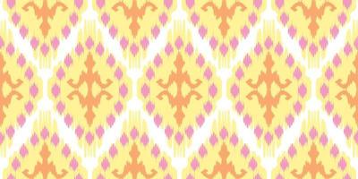 bela arte ikat abstrata étnica. o padrão amarelo sem costura em estilos tribais, bordados folclóricos, mexicanos, peruanos, indianos, asiáticos, marroquinos, turcos e uzbeques para tapete e papel de parede. vetor